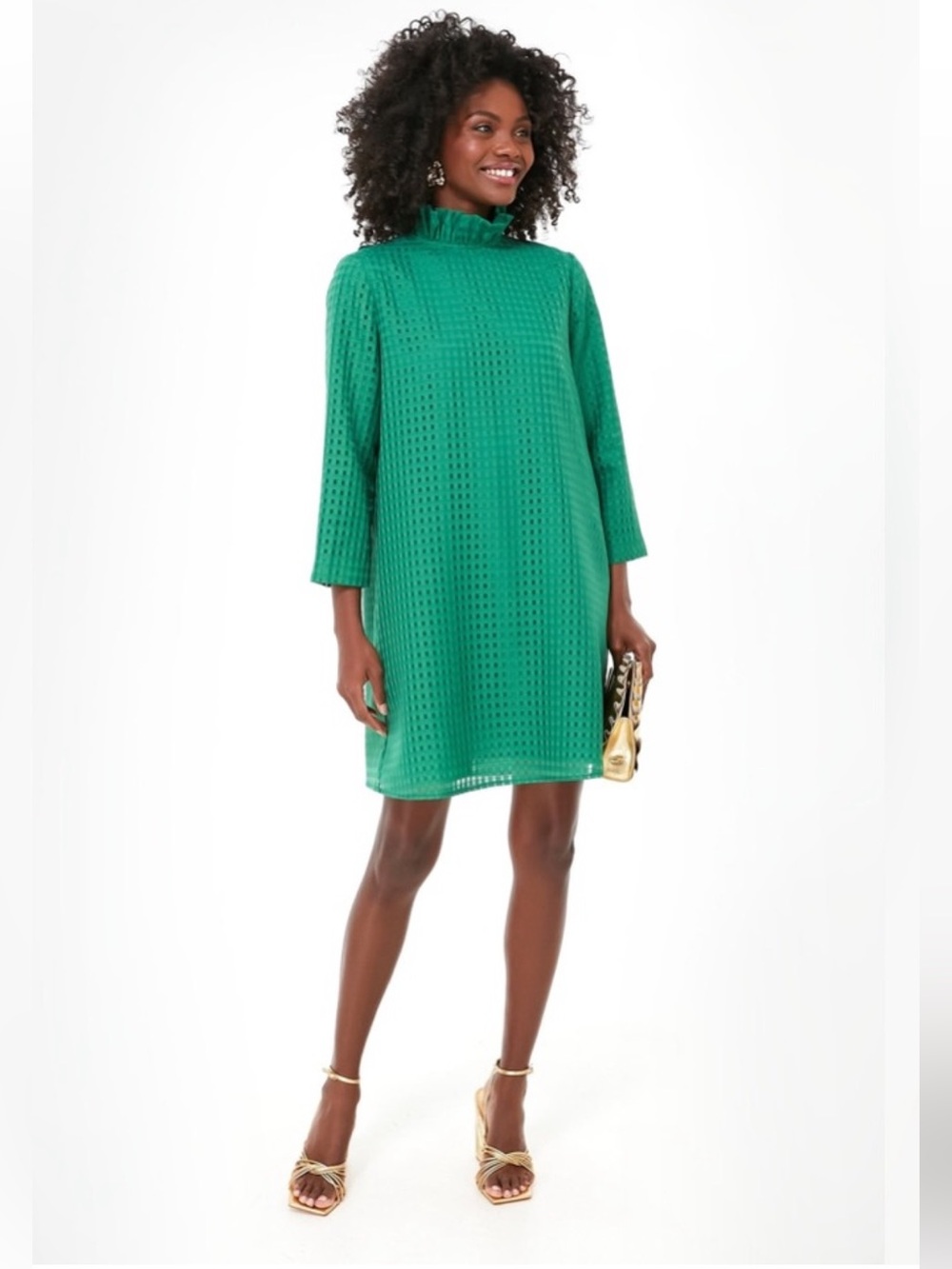 Tuckernuck Emerald Green Gingham High Neck Bow Dress Size XL